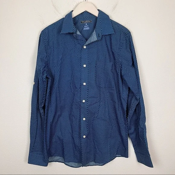 van heusen studio slim fit dress shirt Performance All Way Stretch Diamond Dot Print Shirt
